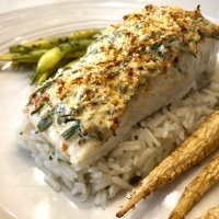 Roasted Halibut Steaks with Lemon-Dill Cream Cheese